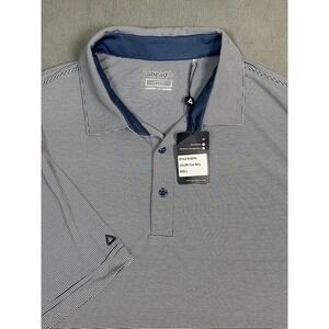 NWT Ahead Golf Polo Men's Blue/ White Striped Short Sleeve Size L Preppy